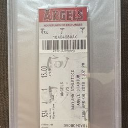 2018 LA Angels Ticket - Shohei Ohtani 1st MLB Pitching Home Win #1 PSA 8