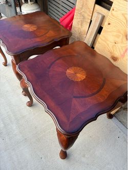 Set of two real wood antique tables