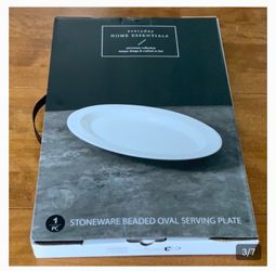 everyday HOME ESSENTIALS: Stoneware Beaded Oval Serving Plate