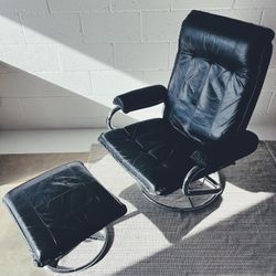 Vinyl Reclining Chair With Ottoman