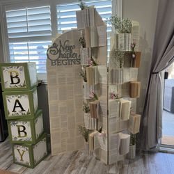 Custom “A New Chapter Begins” Book Wall Backdrop – Baby Shower / Bridal Shower Decor