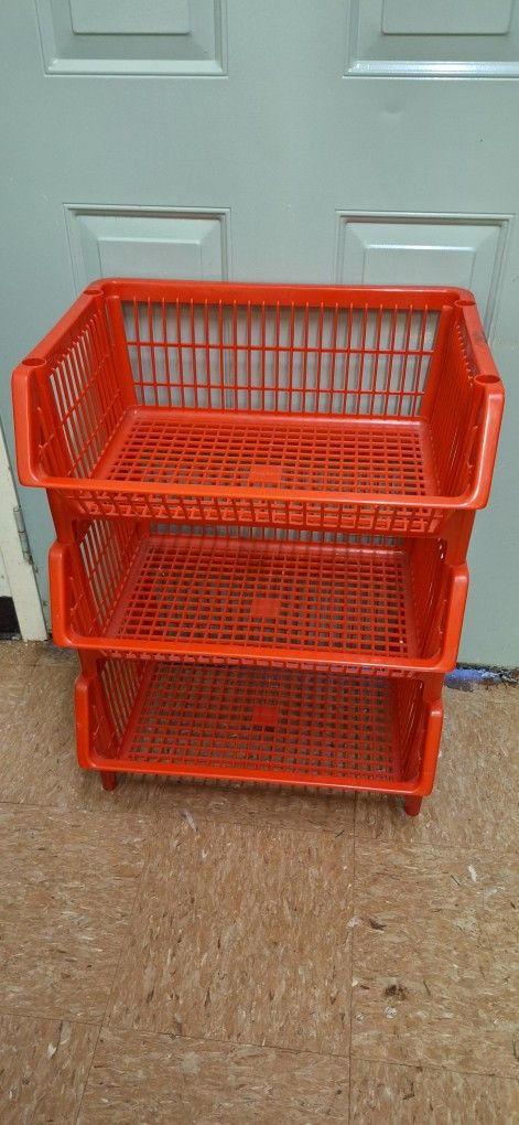 Vintage Stackable Red Basket Shelf