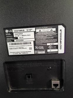 LG 43" 4K Smart TV, New, no remote