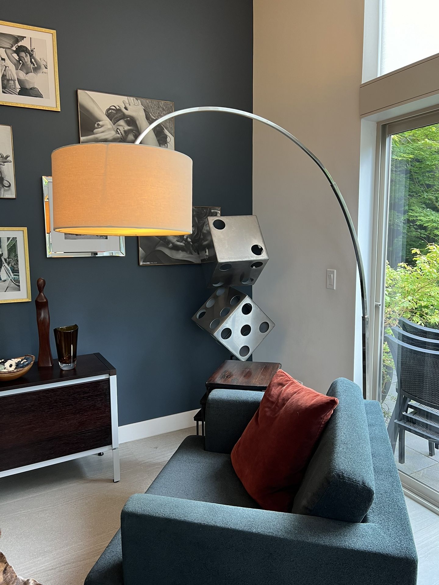 West Elm Overarching Linen Shade Floor Lamp (79")