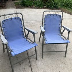 2 Cloth and Metal Folding Chairs