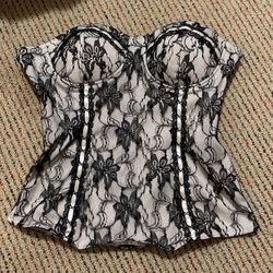 Charlotte Russe Black And White Zip Corset 