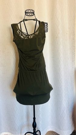 Olive Green Lace Trim Tank dress