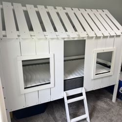 Kids Life size Doll House Bed – Twin Size with Roof & Ladder