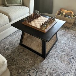 Living Spaces Black Wood And Rattan Coffee Table 