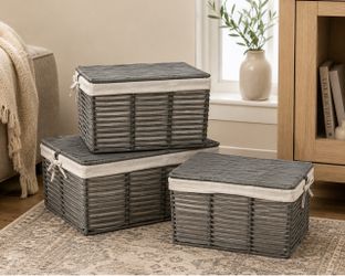 Set of 3 Storage Baskets with Lids