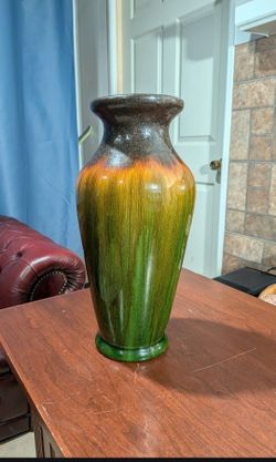 14" x  6 1/2" Ceramic Drip Glaze Vase