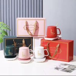 $10 per mug , Smart Electric USB Mug Warmer for Coffee (55°C), for Office and Home, Gift Set with Ceramic Mug