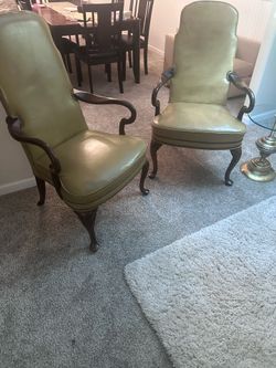 Ethan Allen high end brown leather chairs