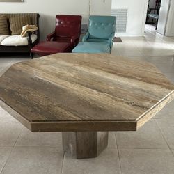 Mid Century Granite / Marble Dining Table 54” Octagon And 30” High