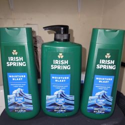 2 Irish Spring Mens Body Wash,  Moisture Blast Scented  20 oz Bottles & 1 Irish Spring Mens Body Wash Pump 30oz Bottle for $14/$14 Por Los 3