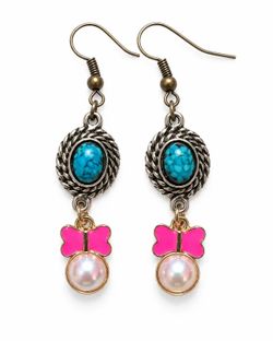 Turquoise Blue & Hot Pink Butterfly Pearl Dangle Earrings – Coquette Boho Jewelry