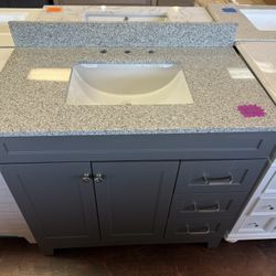 36 In. Single Sink Bathroom Vanity In Dark Gray 