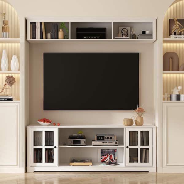 White Wooden TV Stand Fits TV's up to 75 in.
