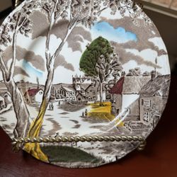 Vintage W.H. Grindley Sunday morning lunch on plate 8 inch stafford shire England 