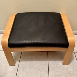 IKEA POÄNG Black Leather Ottoman (Model 800.523.73) – Great Condition