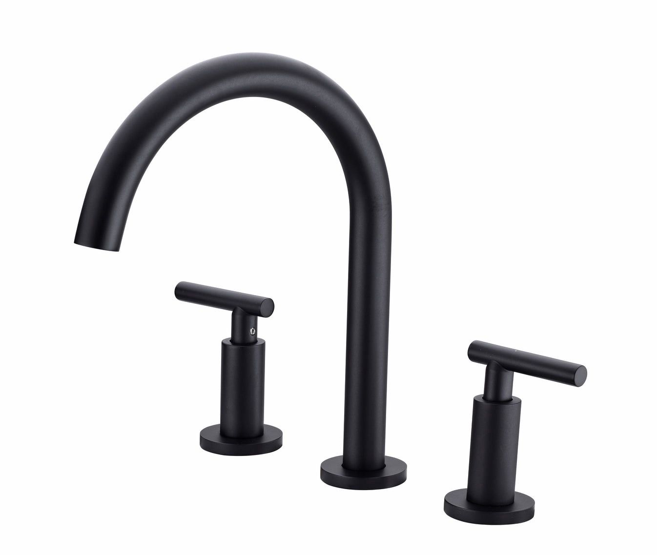 8 in. Widespread Double Handle High-Arc Bathroom Faucet with Metal Pop-up Drain Lead-Free in Matte Black.