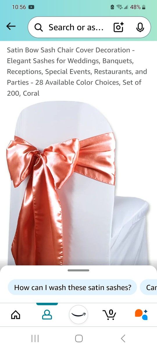 Satin coral bows for wedding, bithday, graduation