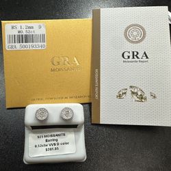 Dollar Sign Moissanite Earrings, 925 Sterling Silver