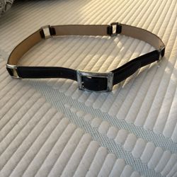 Vintage Brighton Belt Black Silver Tone Women Small Leather USA