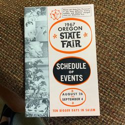 1967 OREGON STATE FAIR SCHEDULE OF EVENTS - EXCELLENT CONDITION - $25