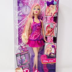 Barbie Glam Hair Blonde with Pink Streaks Mattel 2012 Doll
