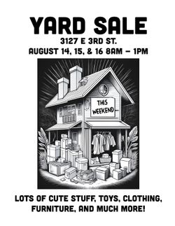 LONG BEACH YARD SALE 8/14-16  8AM-1PM