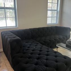 Black Upholstery velvet Sectional 