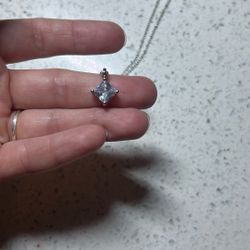 4ct Moissanite Solid Silver Pendant And 16in Chain 