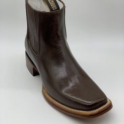 Leather Square Toe Ankle Boots