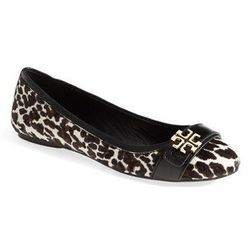 Tory Burch Eloise 2 leopard print calf hair ballet ballerina flats size US 8