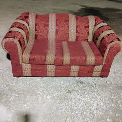 Floral Red Loveseat 