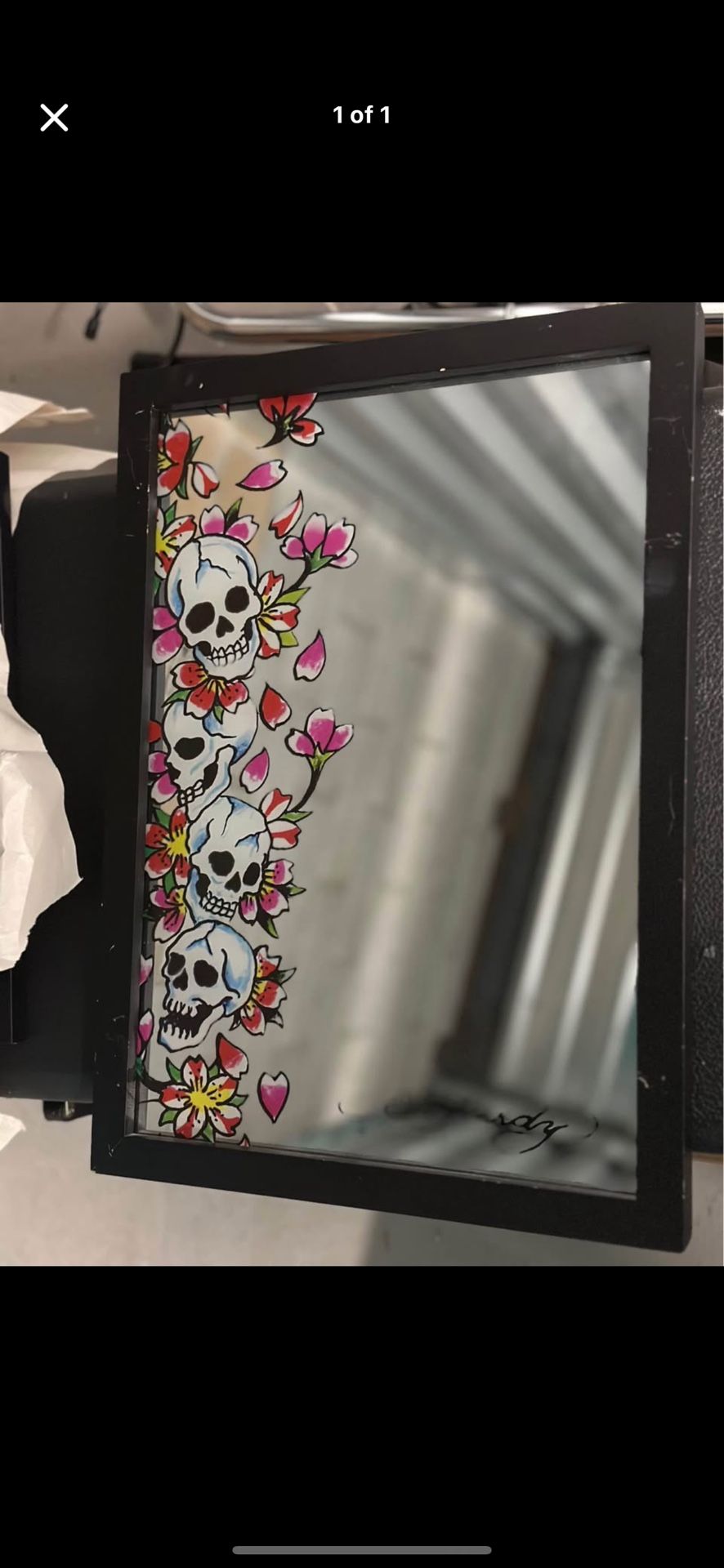Skull ED Hardy Mirror 13in x 18in