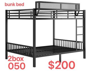 (Bunk-050)Queen Over Queen Size Metal Bunk Bed Frame with Ladder and Built-in Storage Shelves, for Teens, Bunk Bed with Solid Slats, Guardrail, No Box