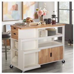 Rolling Kitchen Island Cart with Storage