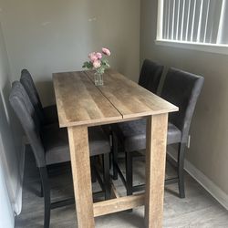 Wood table with chairs
