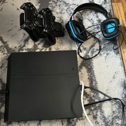 PS4 w/ controllers and headset.