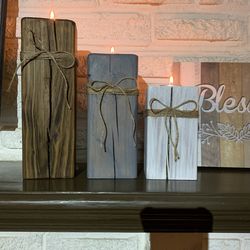 Rustic farmhouse candleholders