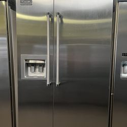 Viking 48”Wide Built In Side By Side Refrigerator Stainless Steel 