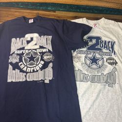 Vintage 1990s Dallas Cowboys Back 2 Back Super Bowl XXVIII Champions T-shirts XL