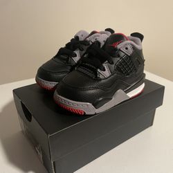 Nike Air Jordan 4 Retro TD Bred Reimagined sz 4c Black Red Baby Shoes BQ7670-006