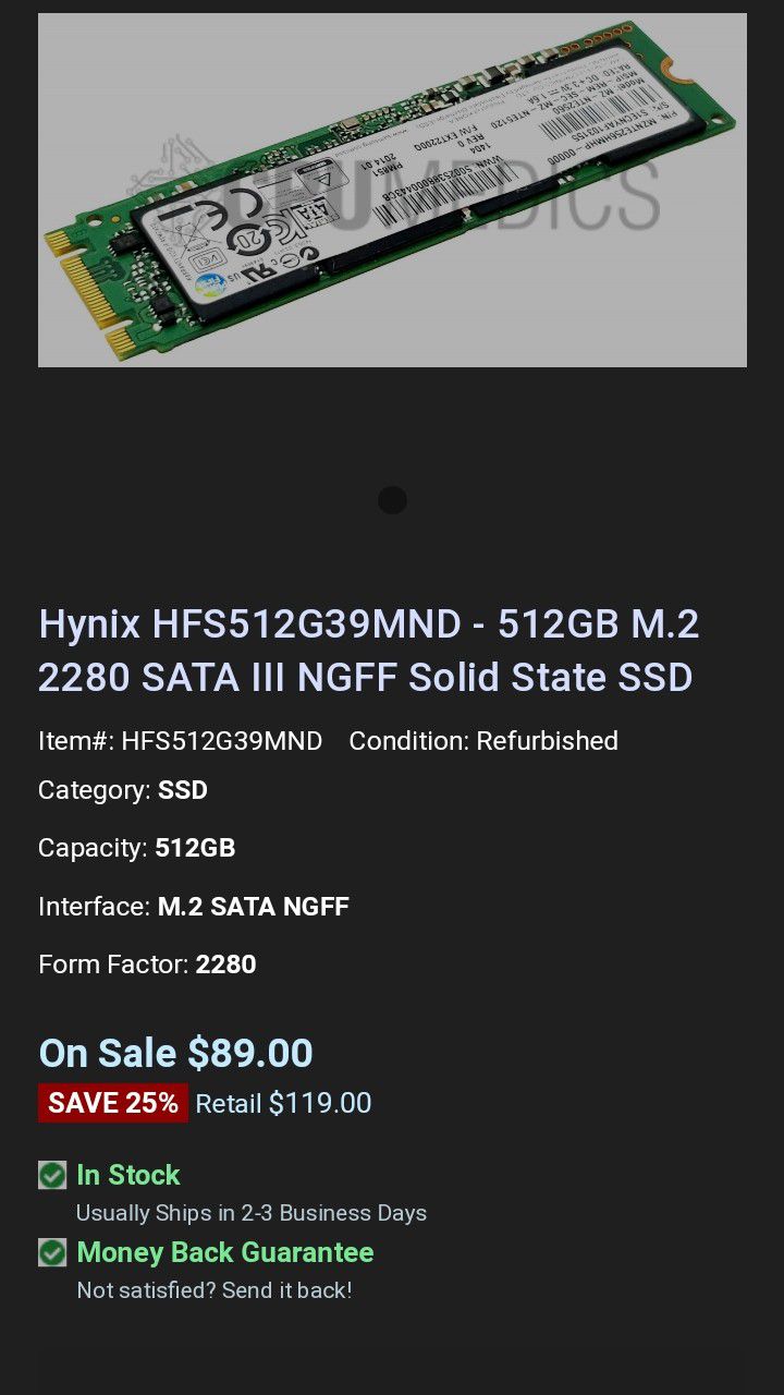 *NEW* SK Hynix 512GB M2. SSD
