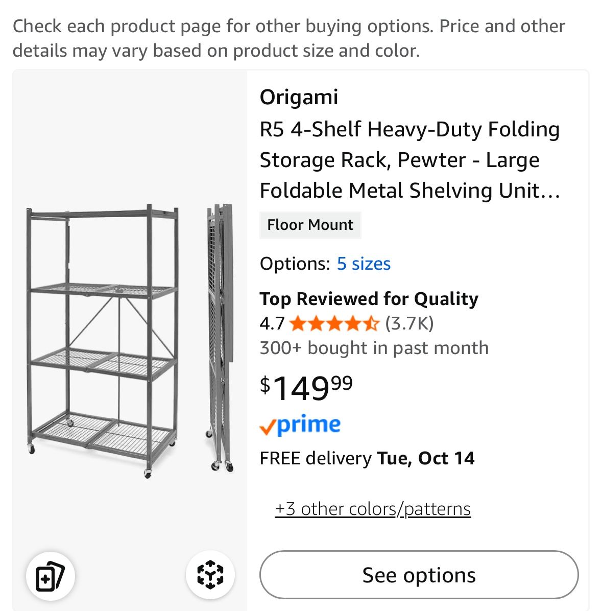 Origami Foldable Metal Shelving