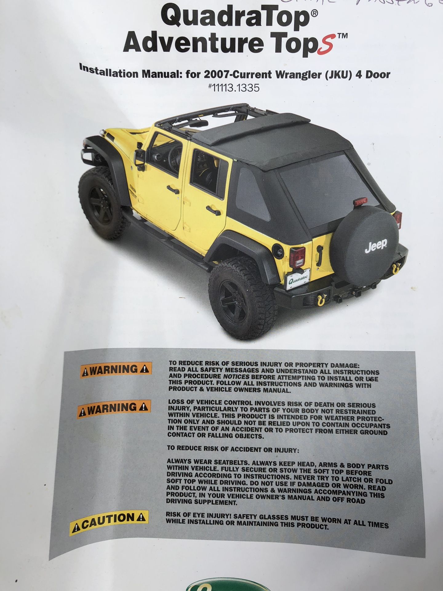 QuadraTop Adventure TopS Jeep 4 door Soft Top