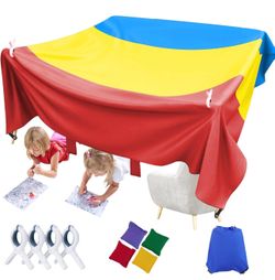 Magic Kids Fort Building Kit, 3 * 3m Large Blanket Fort Making Kit Clips Portable Playhouse Play Tent Fort