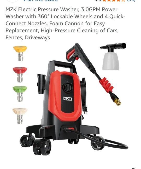 (8249-2) Electric Pressure Washer--MZK 5200PSI